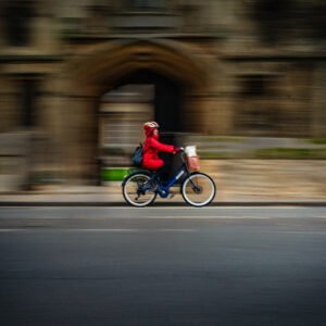 Home cyclist in red
